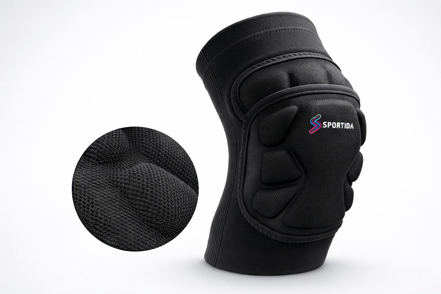 Sportida segmented knee pads pair showing segmented structure in practice