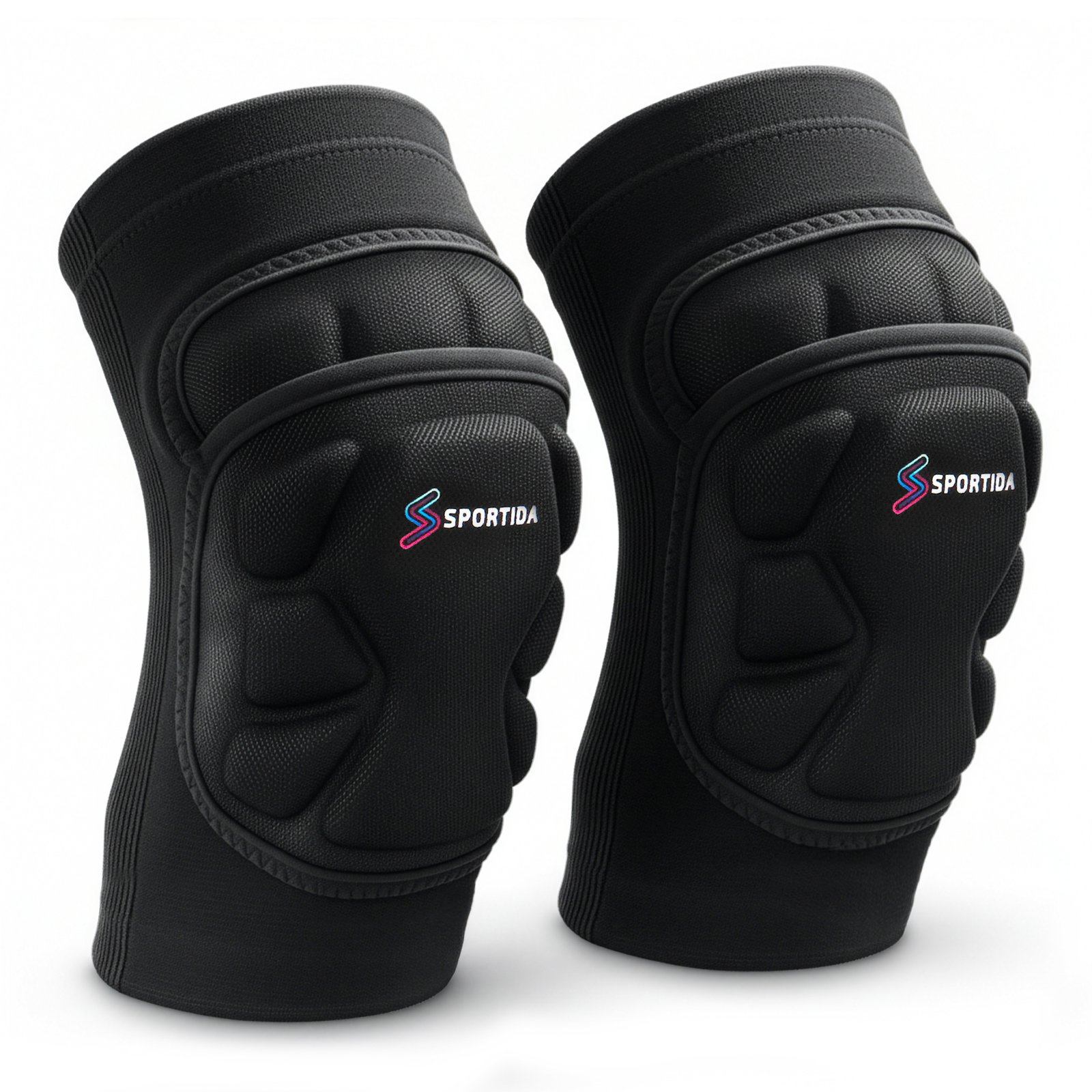 Segmented knee pad structure detail showing flexible padding sections
